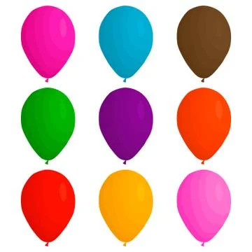 Illustration on theme big colored set different types inflatable rubber ballo Stock Illustration