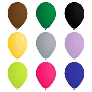 Illustration on theme big colored set different types inflatable rubber ballo Stock Illustration