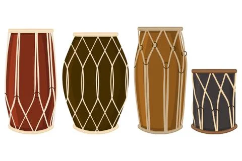 Illustration on theme big colored set different types audio drums Stock Illustration