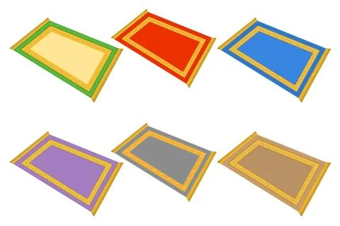 Illustration on theme big colored set different types of prayer rugs Stock Illustration