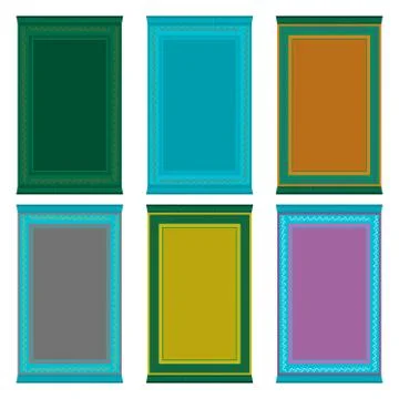 Illustration on theme big colored set different types of prayer rugs Stock Illustration