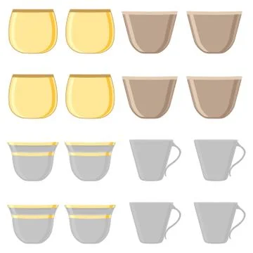 Illustration on theme big colored set different types cups Stock Illustration