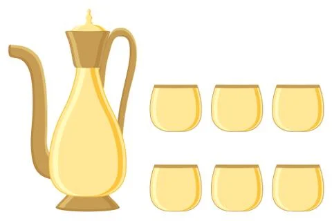 Illustration on theme big colored set different types jugs Stock Illustration