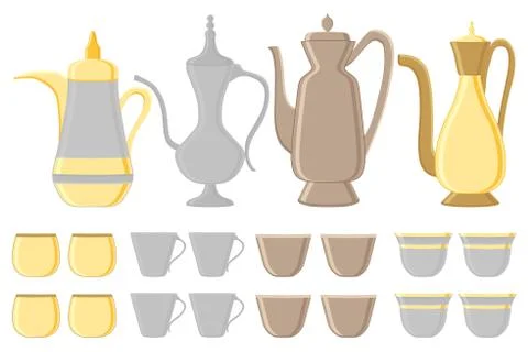 Illustration on theme big colored set different types jugs Stock Illustration
