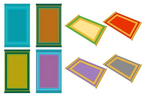 Illustration on theme big colored set different types of prayer rugs Stock Illustration