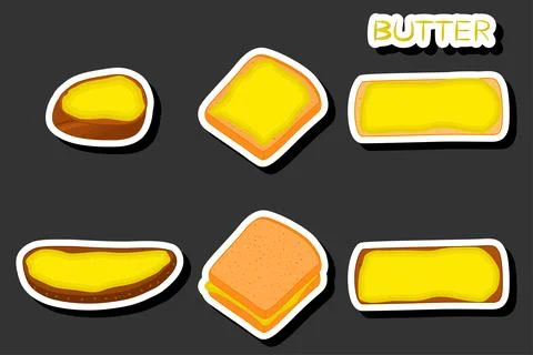 Illustration on theme big colored set different types creamy butter Stock Illustration