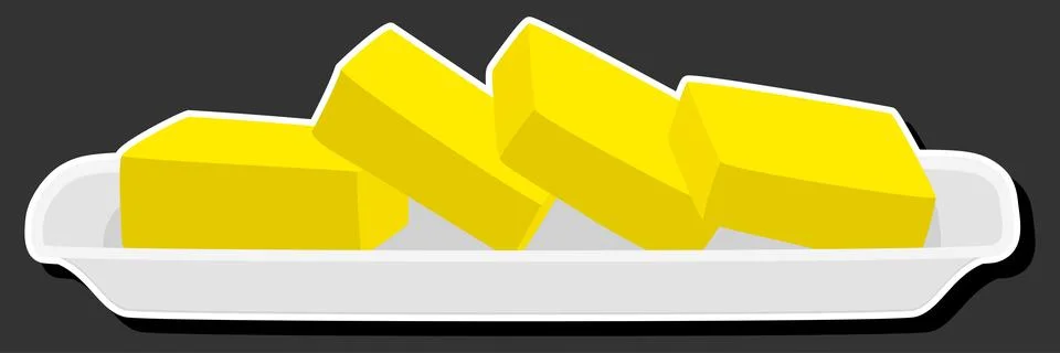 Illustration on theme big colored set different types creamy butter Stock Illustration