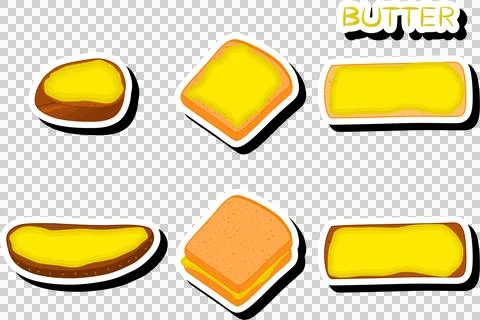 Illustration on theme big colored set different types creamy butter Stock Illustration