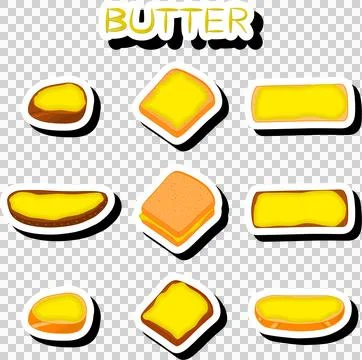Illustration on theme big colored set different types creamy butter Stock Illustration