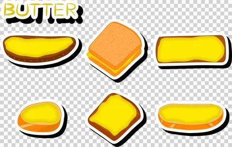 Illustration on theme big colored set different types creamy butter Stock Illustration