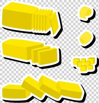 Illustration on theme big colored set different types creamy butter Stock Illustration