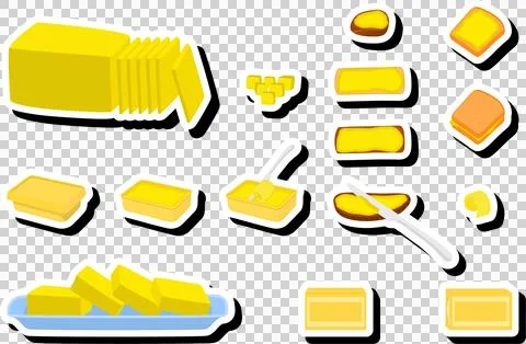 Illustration on theme big colored set different types creamy butter 스톡 일러스트