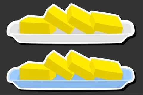 Illustration on theme big colored set different types creamy butter Stock Illustration