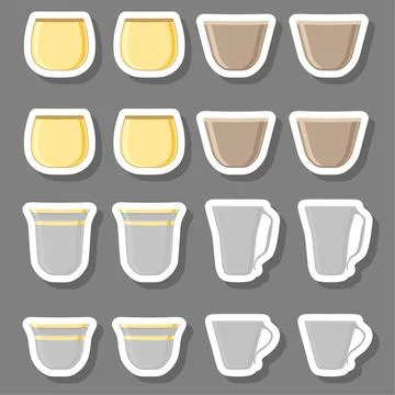 Illustration on theme big colored set different types cups Stock Illustration