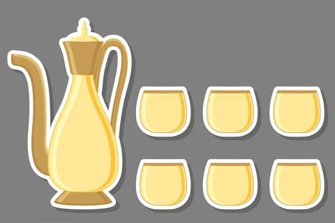 Illustration on theme big colored set different types jugs Stock Illustration