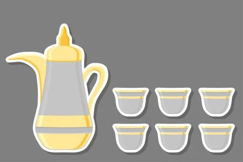 Illustration on theme big colored set different types jugs Stock Illustration