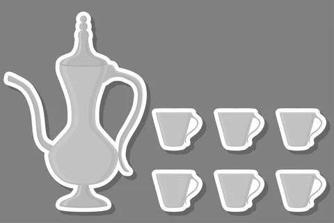 Illustration on theme big colored set different types jugs Stock Illustration