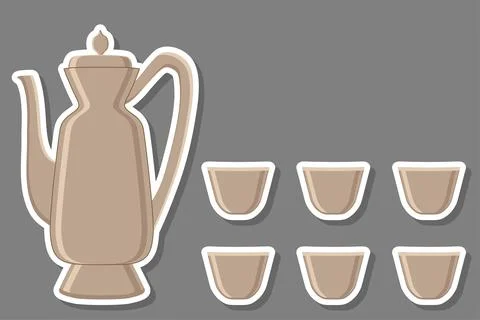 Illustration on theme big colored set different types jugs Stock Illustration