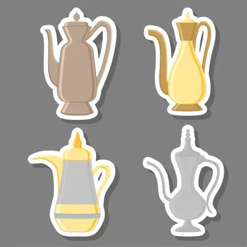 Illustration on theme big colored set different types jugs Stock Illustration