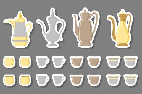 Illustration on theme big colored set different types jugs Stock Illustration