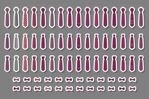 Illustration on theme big colored set neckties different types Stock Illustration