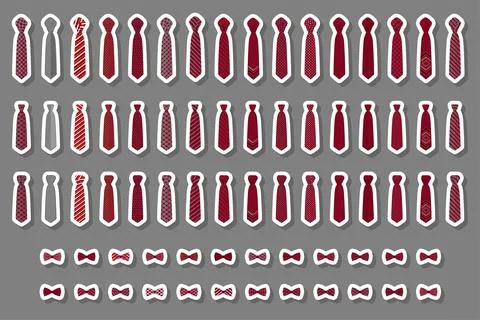 Illustration on theme big colored set neckties different types Stock Illustration