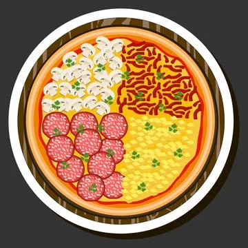 Illustration on theme big hot tasty pizza to pizzeria menu Stock Illustration
