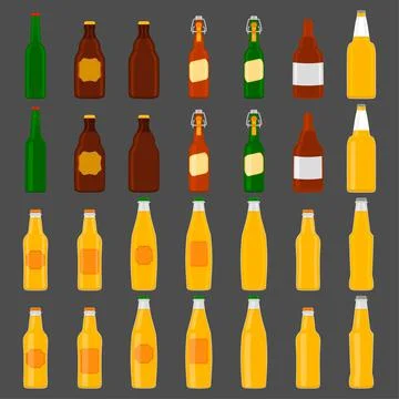 Illustration on theme big kit beer glass bottles with lid for brewery Stock Illustration