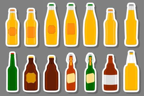Illustration on theme big kit beer glass bottles with lid for brewery Stock Illustration
