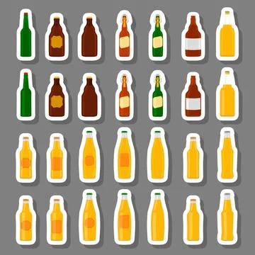 Illustration on theme big kit beer glass bottles with lid for brewery Stock Illustration