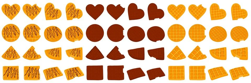 Illustration on theme big kit different types biscuit waffle with cell Stock Illustration