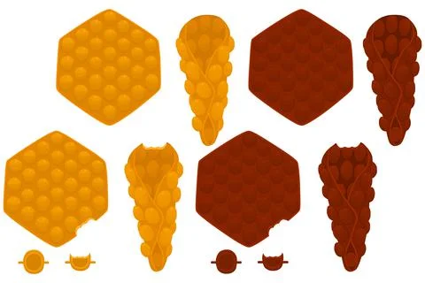 Illustration on theme big kit different types cone waffle with bubbles Stock Illustration