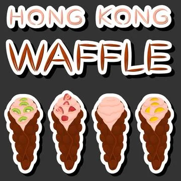 Illustration on theme big kit different types cone waffle with bubbles for .. Stock Illustration