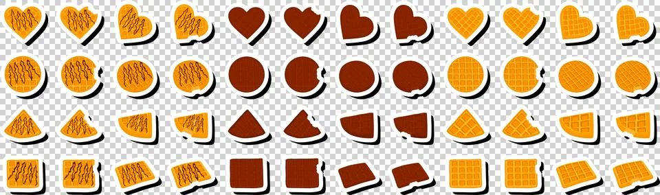 Illustration on theme big kit different types biscuit waffle with cell, des.. Stock Illustration