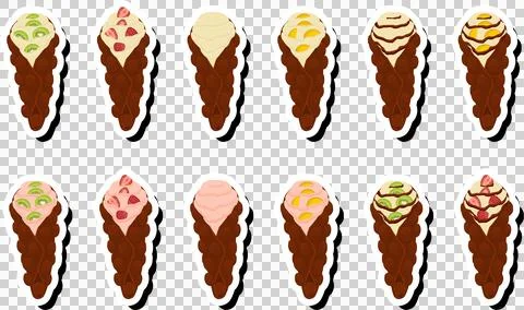 Illustration on theme big kit different types cone waffle with bubbles for .. Stock Illustration