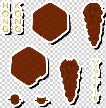 Illustration on theme big kit different types cone waffle with bubbles for .. Stock Illustration