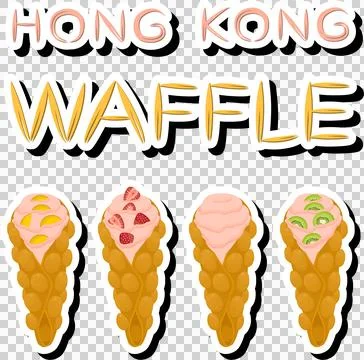 Illustration on theme big kit different types cone waffle with bubbles for .. Stock Illustration