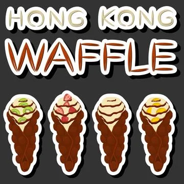 Illustration on theme big kit different types cone waffle with bubbles for .. Stock Illustration