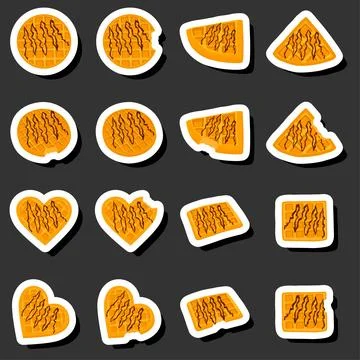 Illustration on theme big kit different types biscuit waffle with cell, des.. Stock Illustration
