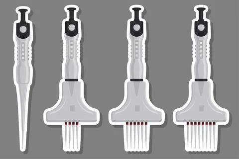 Illustration on theme big kit different medical pipette, dropper for laborato Stock Illustration