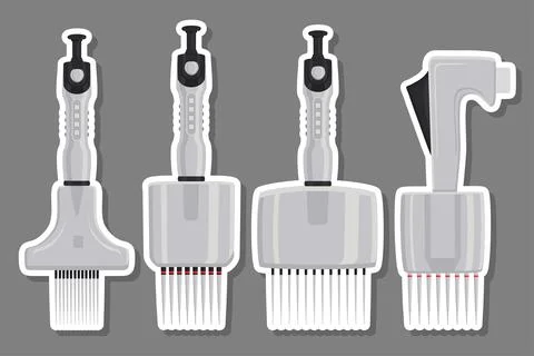 Illustration on theme big kit different medical pipette, dropper for laborato Stock Illustration