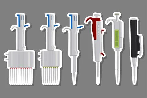 Illustration on theme big kit different medical pipette, dropper for laborato Stock Illustration