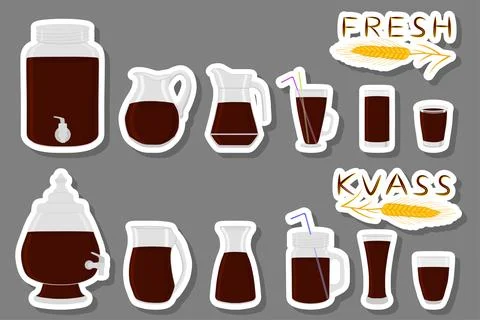 Illustration on theme big kit different types glassware Stock Illustration