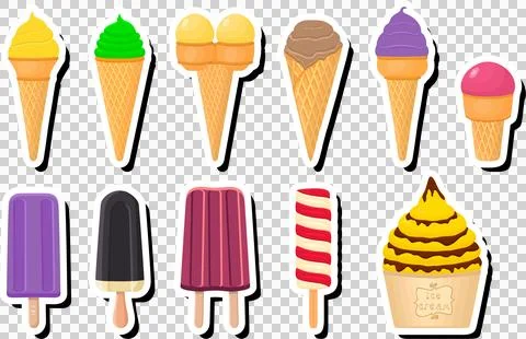 Illustration on theme big kit ice cream popsicle different types in cone wa.. Stock Illustration