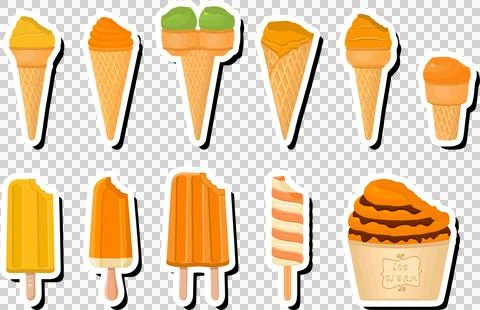 Illustration on theme big kit ice cream popsicle different types in cone wa.. Stock Illustration