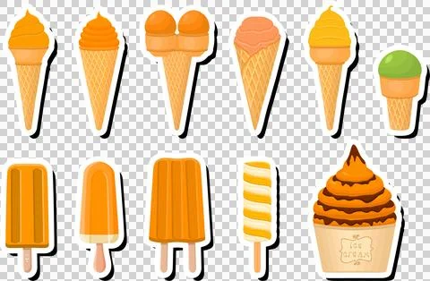 Illustration on theme big kit ice cream popsicle different types in cone wa.. Stock Illustration