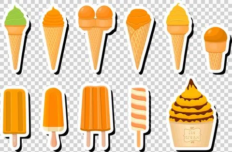 Illustration on theme big kit ice cream popsicle different types in cone wa.. Stock Illustration