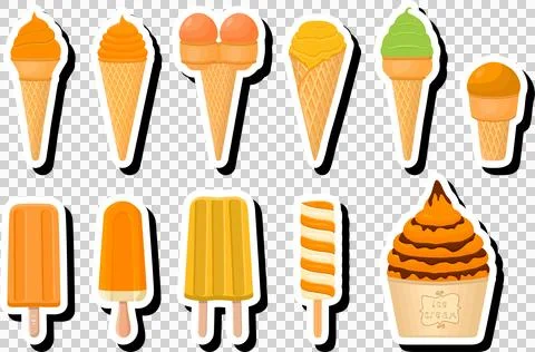 Illustration on theme big kit ice cream popsicle different types in cone wa.. Stock Illustration