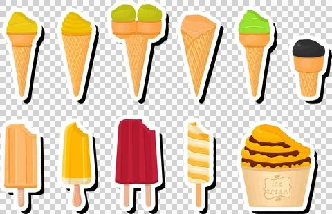 Illustration on theme big kit ice cream popsicle different types in cone wa.. Stock Illustration