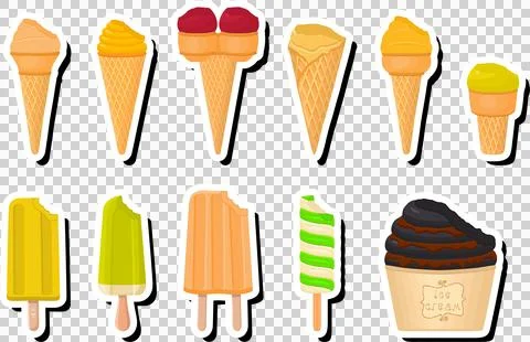 Illustration on theme big kit ice cream popsicle different types in cone wa.. Stock Illustration